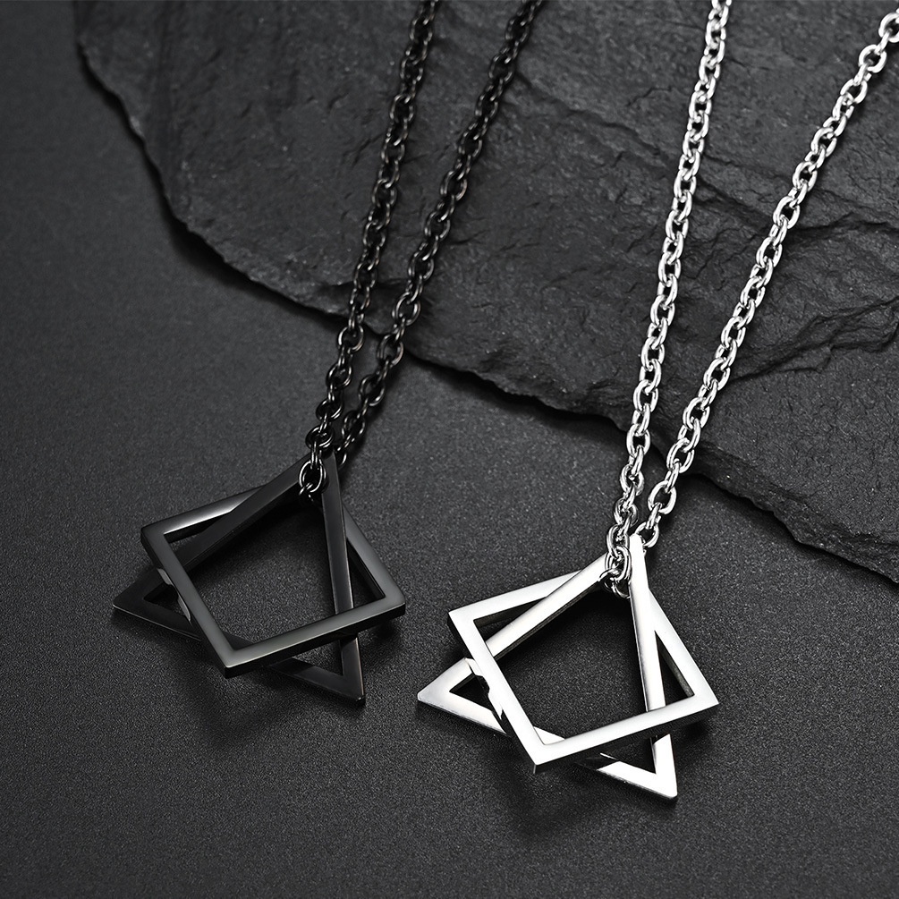 Man & Woman Creative Metal Pendant Necklaces / Ladies Simple Jewelry Charm Necklace Gifts / Modern Popular Square Triangle Geometric Stacking Streetwear Necklace