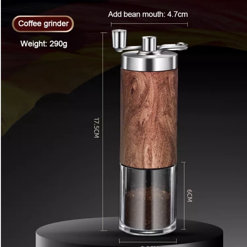 Portable Wood Grain Coffee Bean Grinder Stainless Steel Crank Manual Manual Handmade Coffee Grinder Mill Kitchen Tool Gr