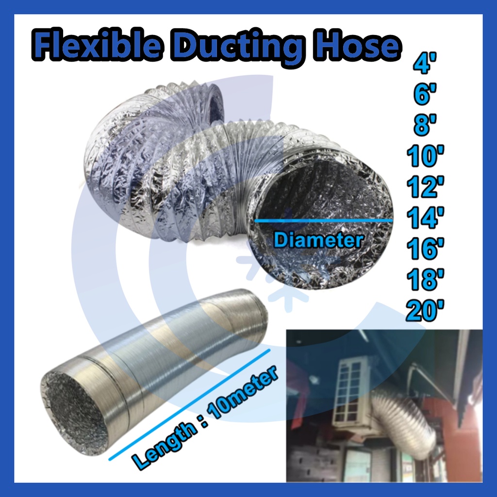 4inch 12inch Aluminum Ducting Hose Flexible Duct Kitchen Vent Cooker   6951698abc6104530af869394e736f46