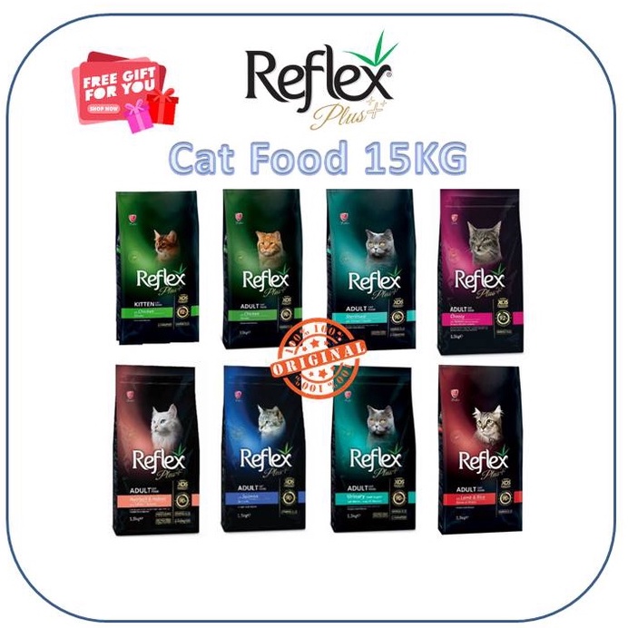 Reflex Plus Adult Cat Food 15KG Kitten Makanan Kucing Reflex Omega 3&6