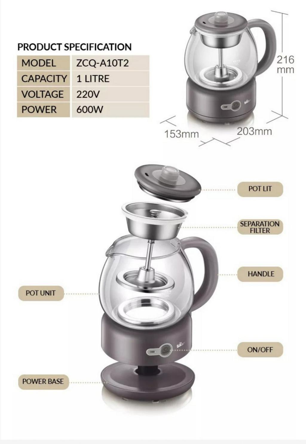 Bear Tea Pot Electric Kettle Glass Pot Multifunction Health Pot Flower