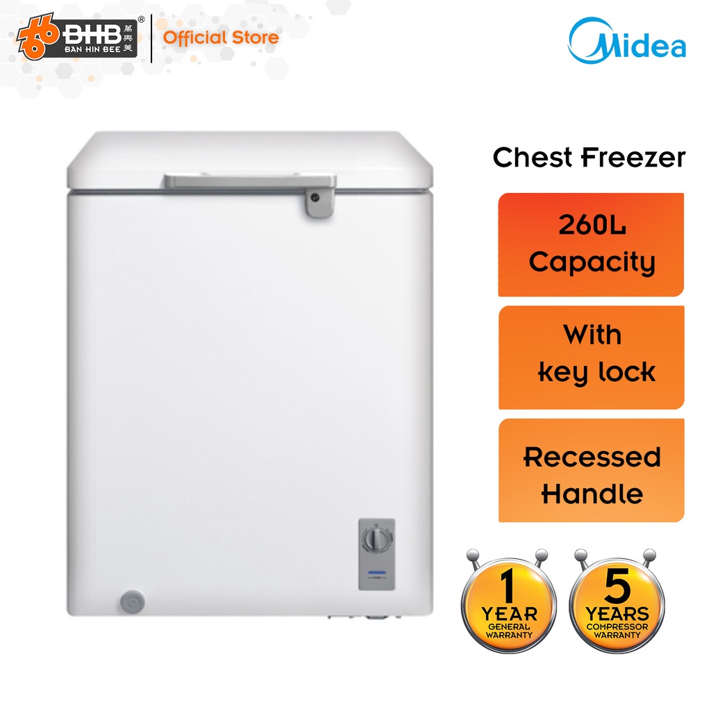 Midea WD260WA Chest Freezer with Key Lock 260L Shopee Malaysia