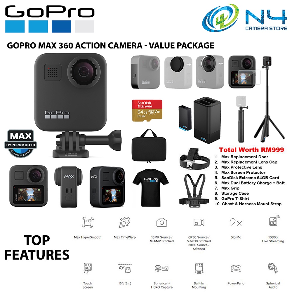 Gopro Hero Max Heromax 360 Action Camera Funsport Malaysia Warranty Shopee Malaysia