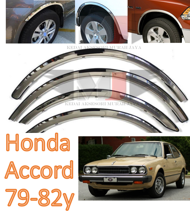 Honda Accord 79-82y Fender Arch Trim Stainless Steel Chrome Garnish With Rubber Lining ender Arch Trim Stainless Steel