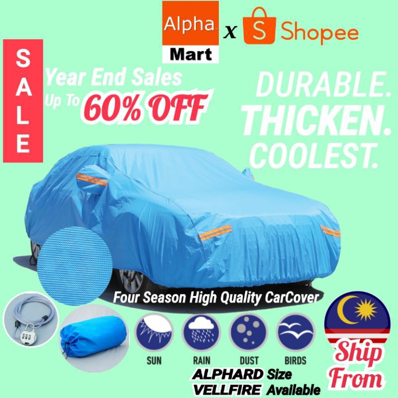 Alpha High Quality Car Cover Thicken Peva Cotton Highly Uv Protection Heat Resistant Waterproof Scratch Resistant Shopee Malaysia