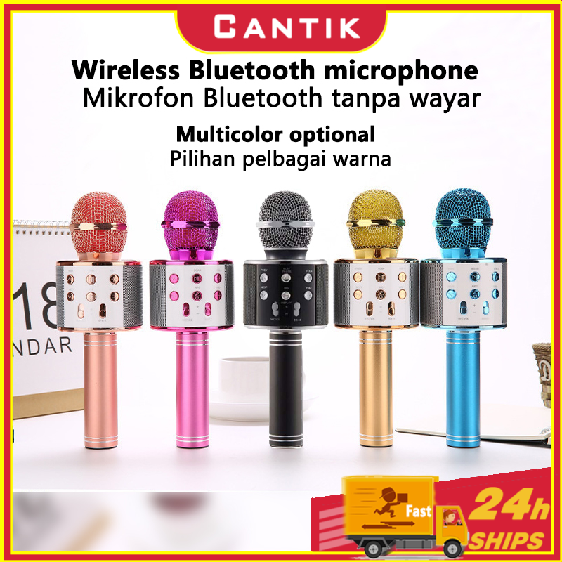 【HOT】ws858 wireless karaoke Bluetooth microphone portable original bass audio portable speakers Mikrofon