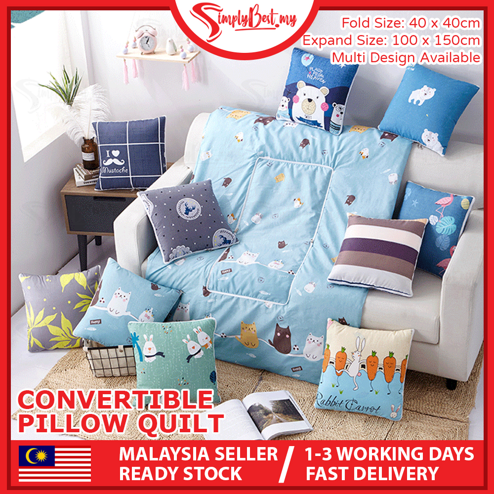 SIMPLYBEST 2 In 1 Soft Travel Blanket Pillow Warm Quilt Compact