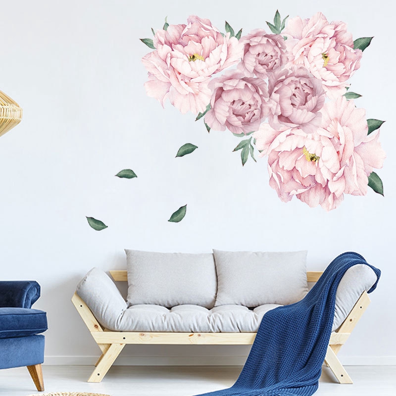 Raya Wall Sticker White Dark Pink Flower Peony Self Adhesive Wallpaper Decal Home Decoration Wallpaper Green Wallsticker Shopee Malaysia