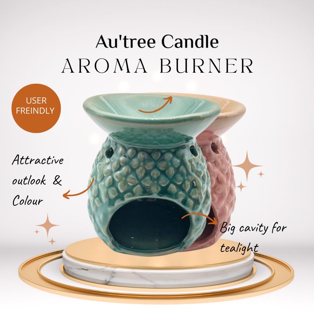 Moon & Star Four Leaf Clover Aroma Burner (for candle melts, essential oil or home decoration purpose)