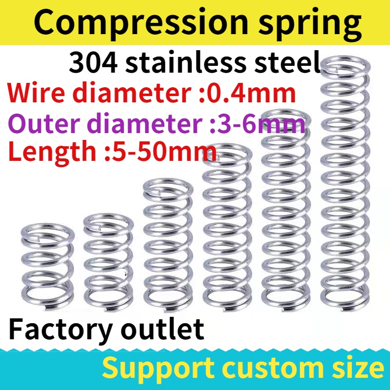 10X 0.6mm Wire Dia 304 Stainless Steel Compression Spring Pressure Small Spring 