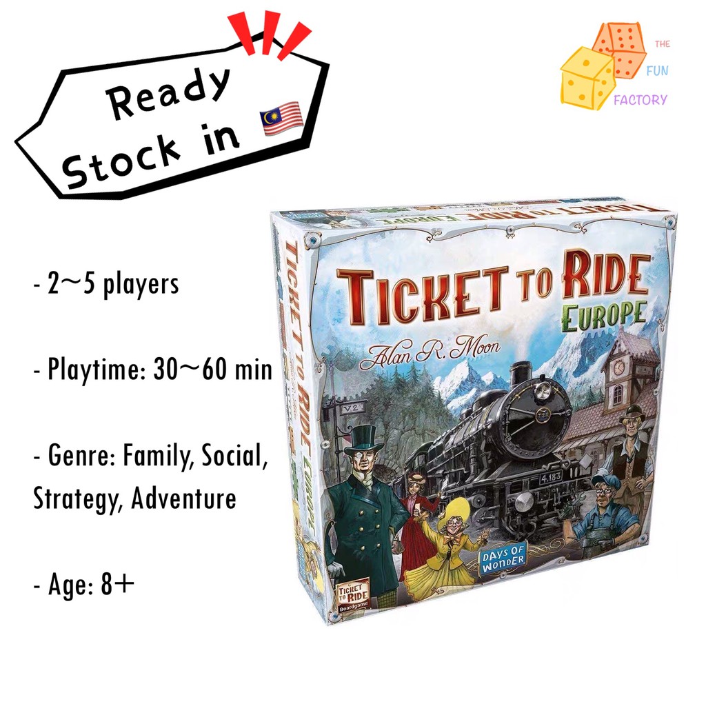 [READY STOCK] TICKET TO RIDE: EUROPE VERSION board game English fun strategy family boardgame card game train party