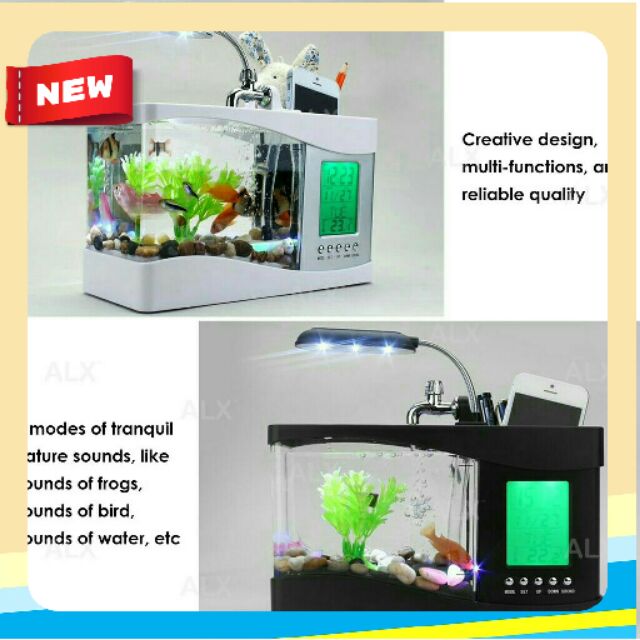 Digital Usb Desktop Aquarium Fish Tank Stationary With Led