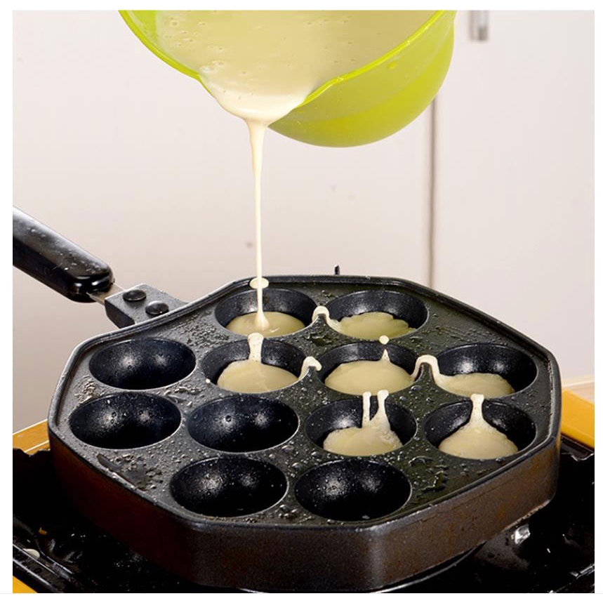 12 Holes Aluminum Alloy Takoyaki Pan Takoyaki Maker Chibi Maruko Baking Mold Pan Kuali Takoyaki