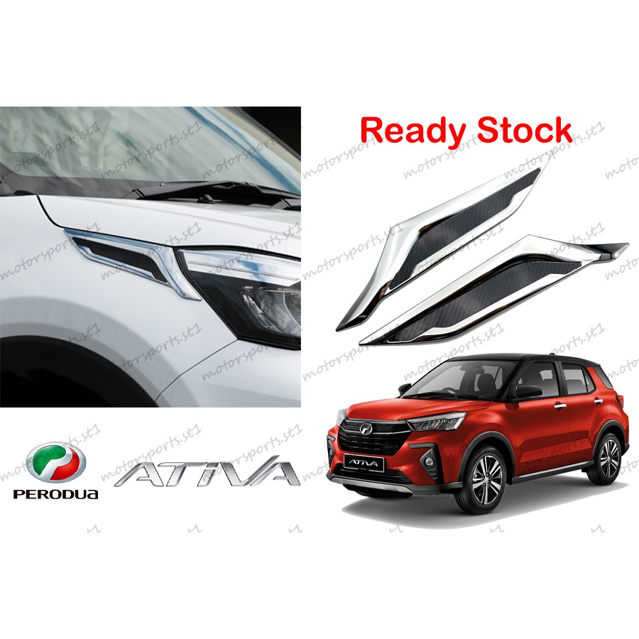 Ready Stock Perodua Ativa Front Headlamp Garnish Chrome With Carbon For Perodua Ativa Toyota Raize Daihatsu Rocky Shopee Malaysia