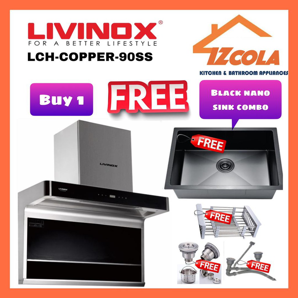 livinox cooker hood lch copperplus 90ss