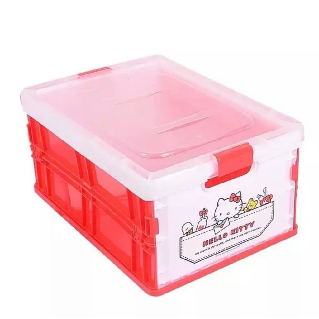 Hello Kitty Melody Cute Carton Storage Box Organizer Cabinet Basket Crate Box Stack Foldable Plastic Cover Case Box