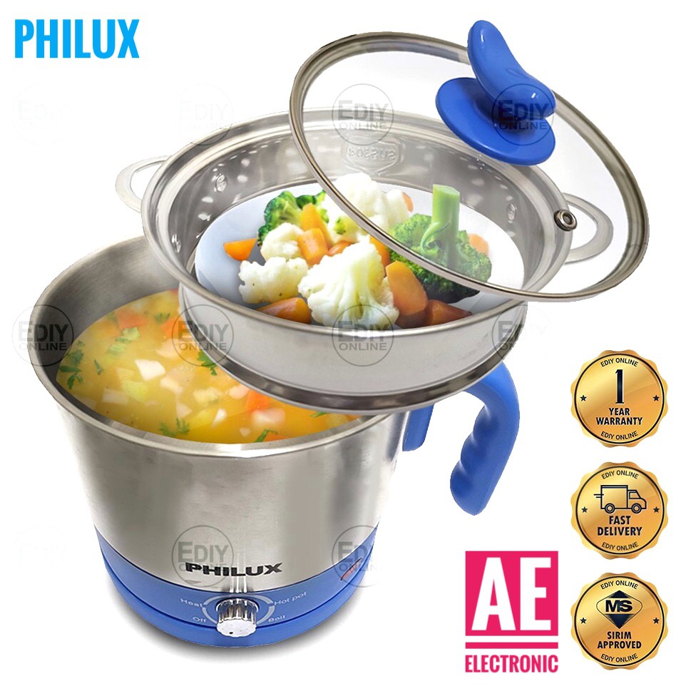 Philux Multi Cooker PH-MP304 Electric Pot Mini Cooker 1.8L | Periuk Serbaguna