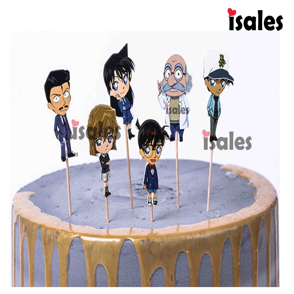 ISALES 24pcs Conan cartoon character cake topper happy birthday cupcake  topper | Shopee Malaysia