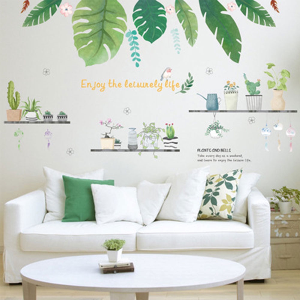 Plant Wall Stickers Art Mural Fadd Tropical Leaves Green Vinyl Decal Living Room 