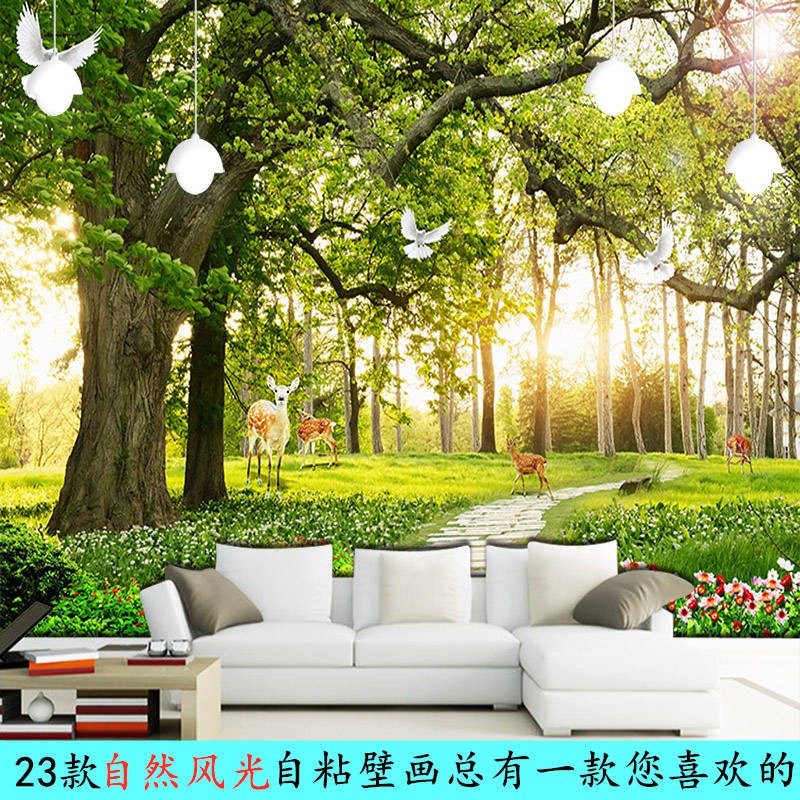 3d Stereo Wall Stickers風景壁畫自粘墻貼畫大自然森林海景3d客廳沙發臥室電視背景墻壁紙 Shopee Malaysia