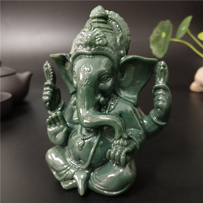 Ganesha sitzend Buddha versilbert 14cm Deko Feng Shui Handarbeit Bali GB03 