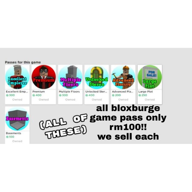 Roblox Bloxburge Gamepass Shopee Malaysia - roblox how to refund gamepasses