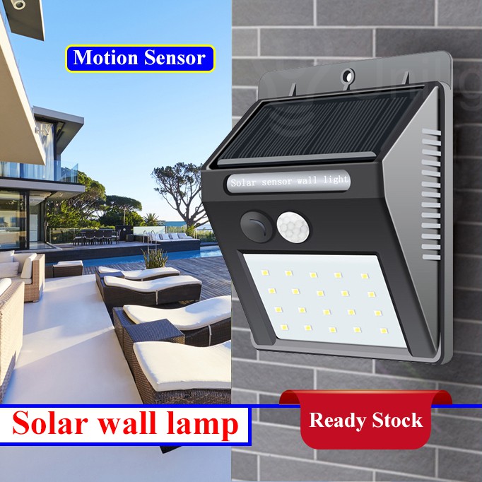 20 LED Solar Light wall lamp waterproof | Shopee Malaysia