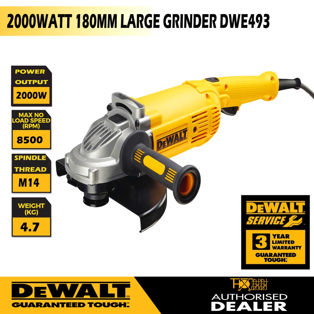 Dewalt 2000Watt 180MM 7Inch Large Angle Grinder DWE493 Shopee Malaysia