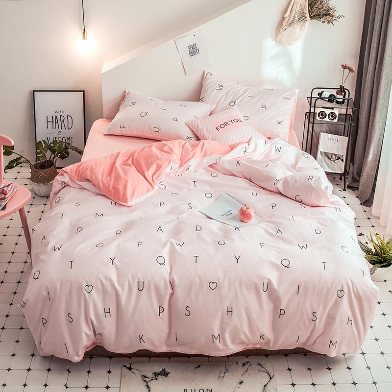 100 Cotton Flannel 4pc Bedding Set Words Sheet Flat Fitted