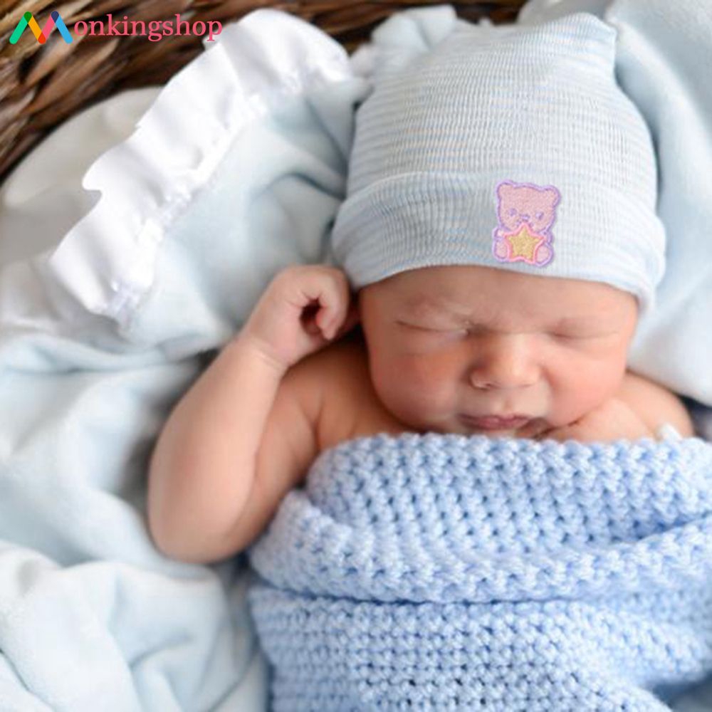 Beanie Hat Newborn Hospital Cap Infant Striped Fetal Hat Baby Boy Girl Hat 