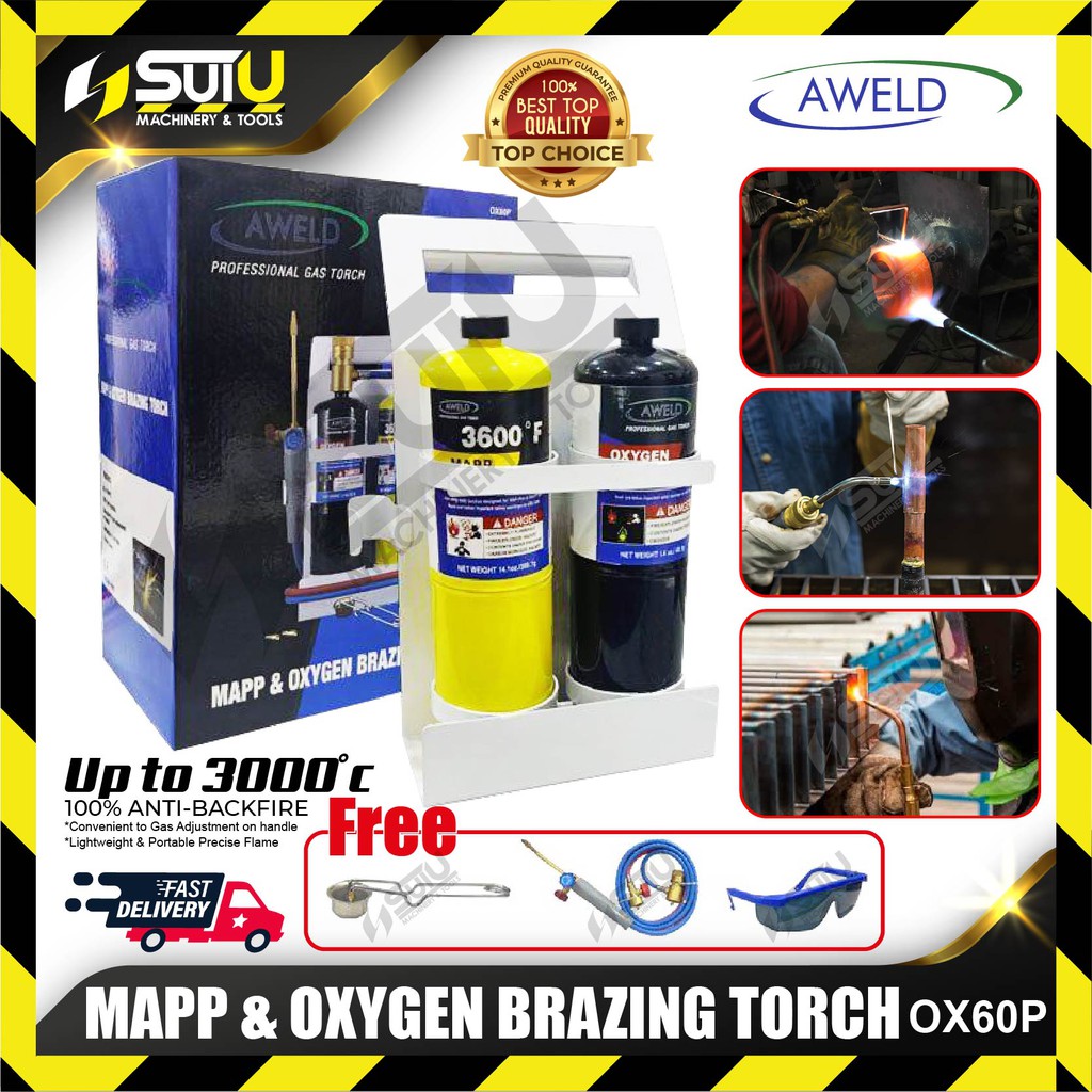 AWELD OX60P MAPP & Oxygen Brazing Torch Set (OX60P + MAPP Gas Set