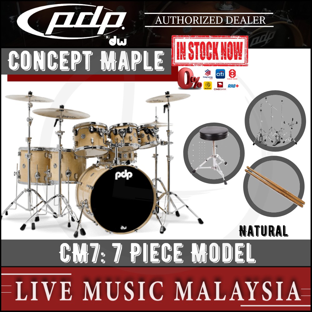 Pdp By Dw Cm7 Concept Maple Shell Pack 7 Piece Without Cymbals Natural Pdcm2217napdcm2217 7332