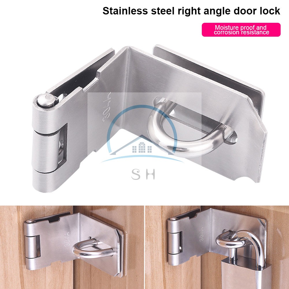 Door Hasp Latch 90 Degree Stainless Steel Safety Angle Locking
