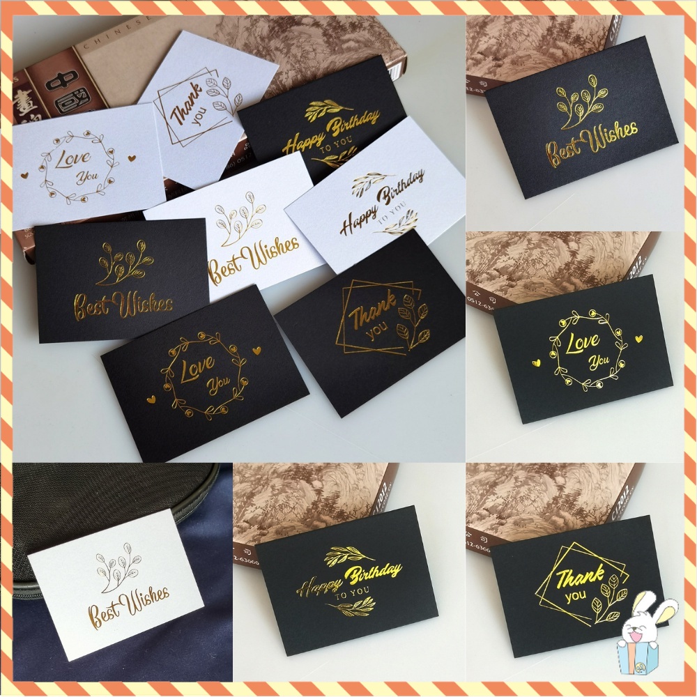 (Min.10pcs) Mini Gold Stamping Wish Card Beautiful White and Black