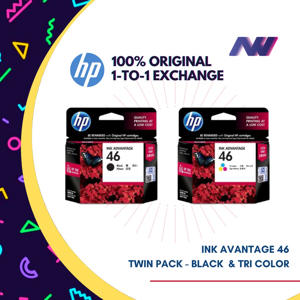 HP 46 INK CARTRIDGE 100% ORIGINAL (BLACK / TRICOLOR) - HP PRINTER ...