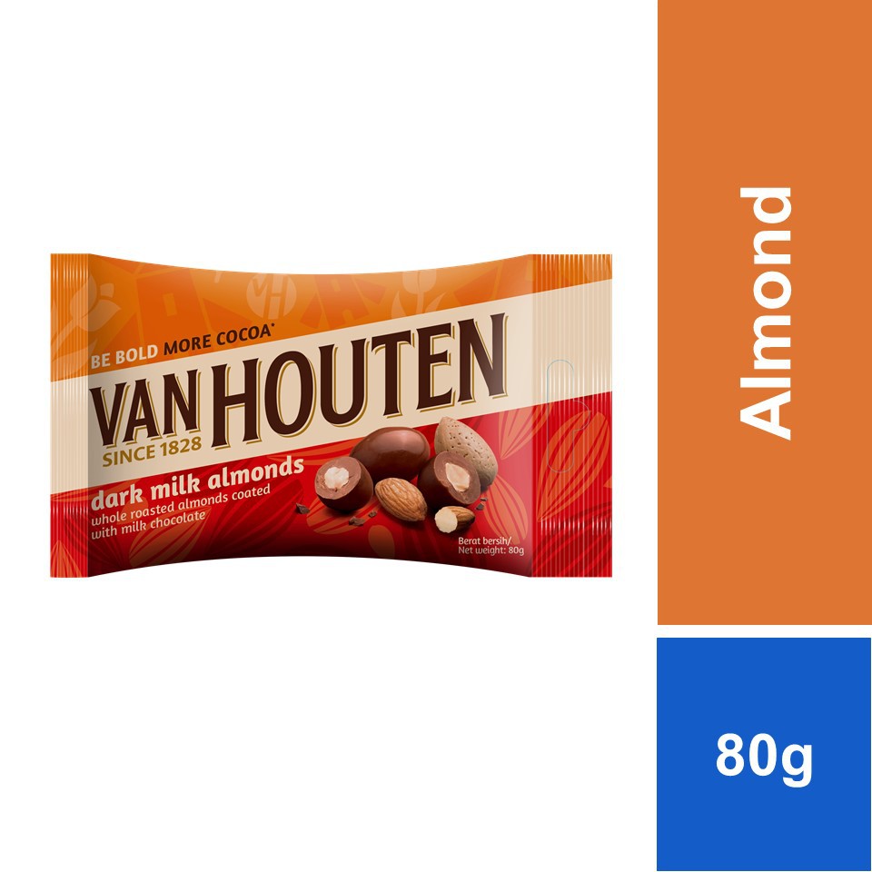 Van Houten Dark Milk Chocolate Almond Dragees 80g Shopee Malaysia