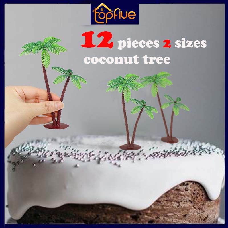 12pcs Coconut Tree Cupcake Topper Coconuts Cake Decorations Tree