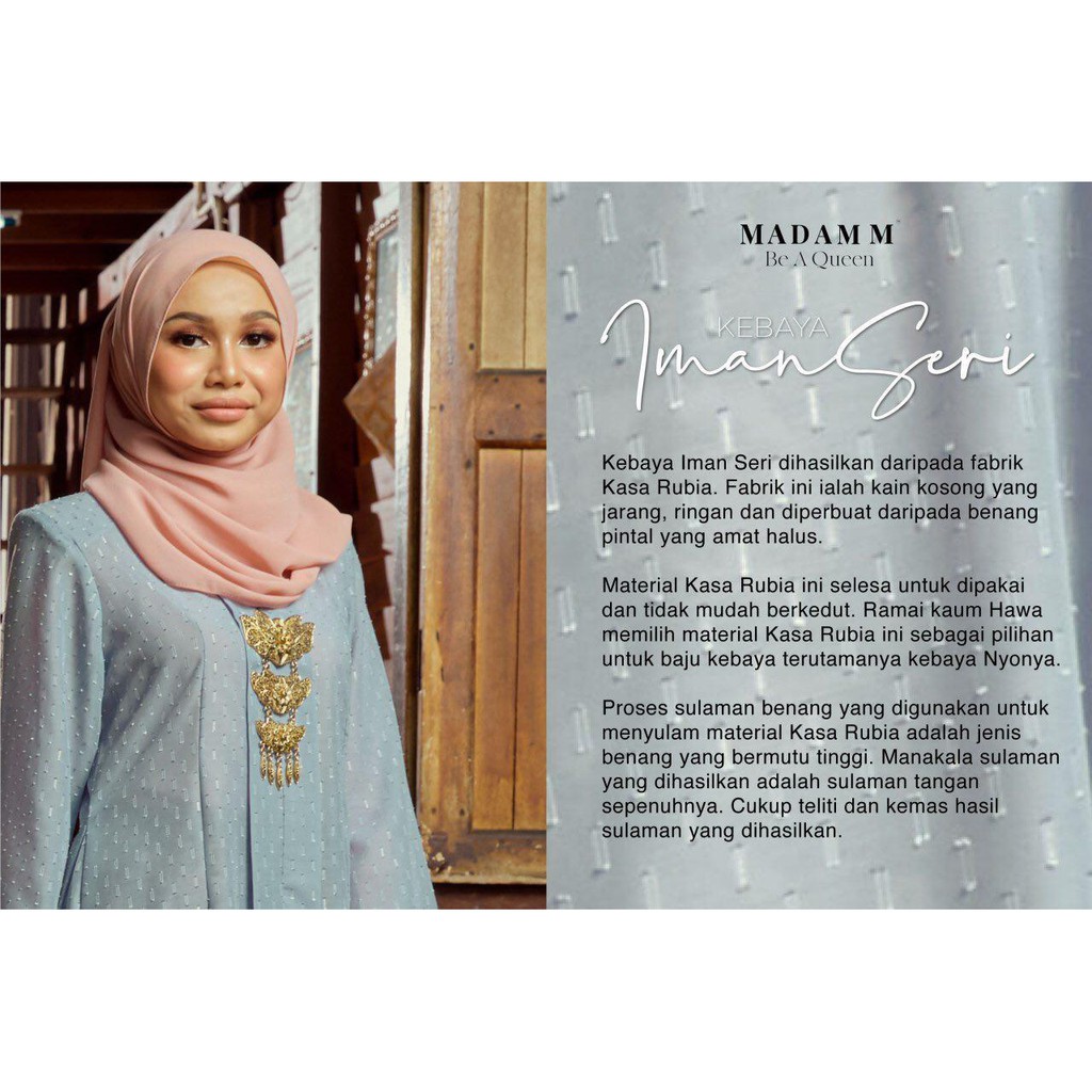 Buy KEBAYA IMAN BY MADAM M MALAYSIA WITHOUT LINING (free gift 