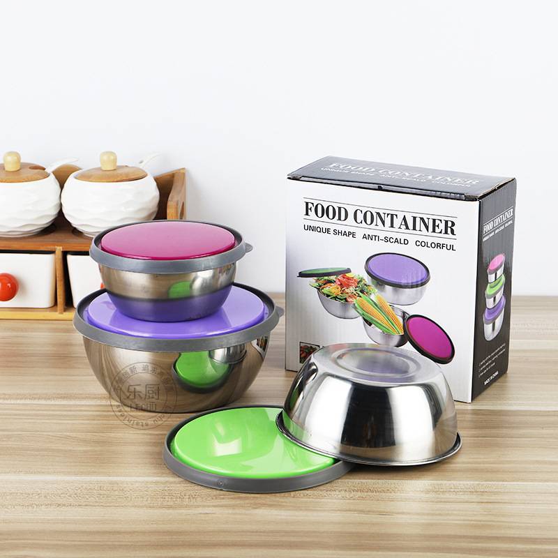 3pcs Stainless Steel Food Storage Box Container Lunch Box Round