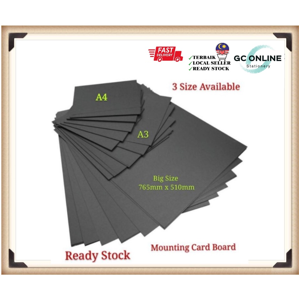 A4 / A3 / 20"x30" Mounting Board Hard / Mounting (Front Black Color