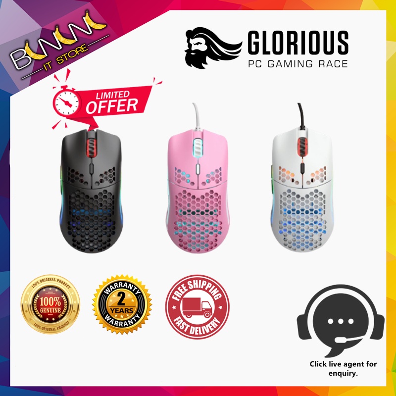 Ready Stock Glorious Model O Model O Minus Matte Glossy Black White Pink Gaming Mouse Shopee Malaysia