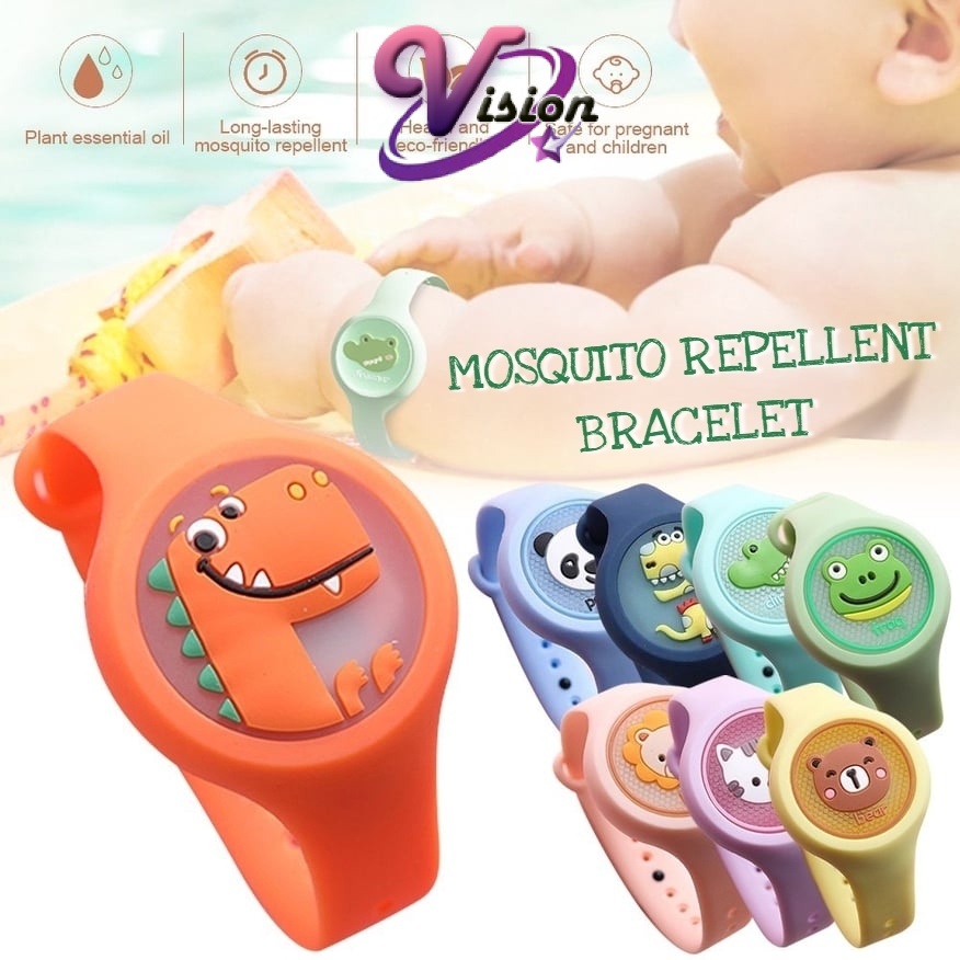 Children's Anti Insect Mosquito Repellent Cartoon Bracelet Watch With Flash Glowing Light Silicone Band