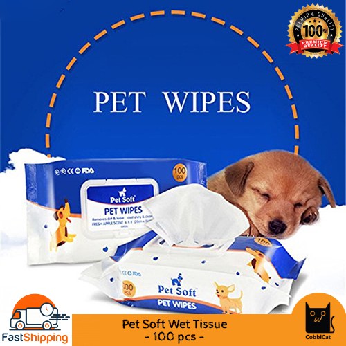 100 pcs Dog Grooming Wipes Soft Deodorizing Dog/Cat Wipes , Wet