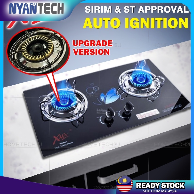 XMA Double Burners Glass Stove Glass Built In Hob Dapur Gas Kaca Tanam