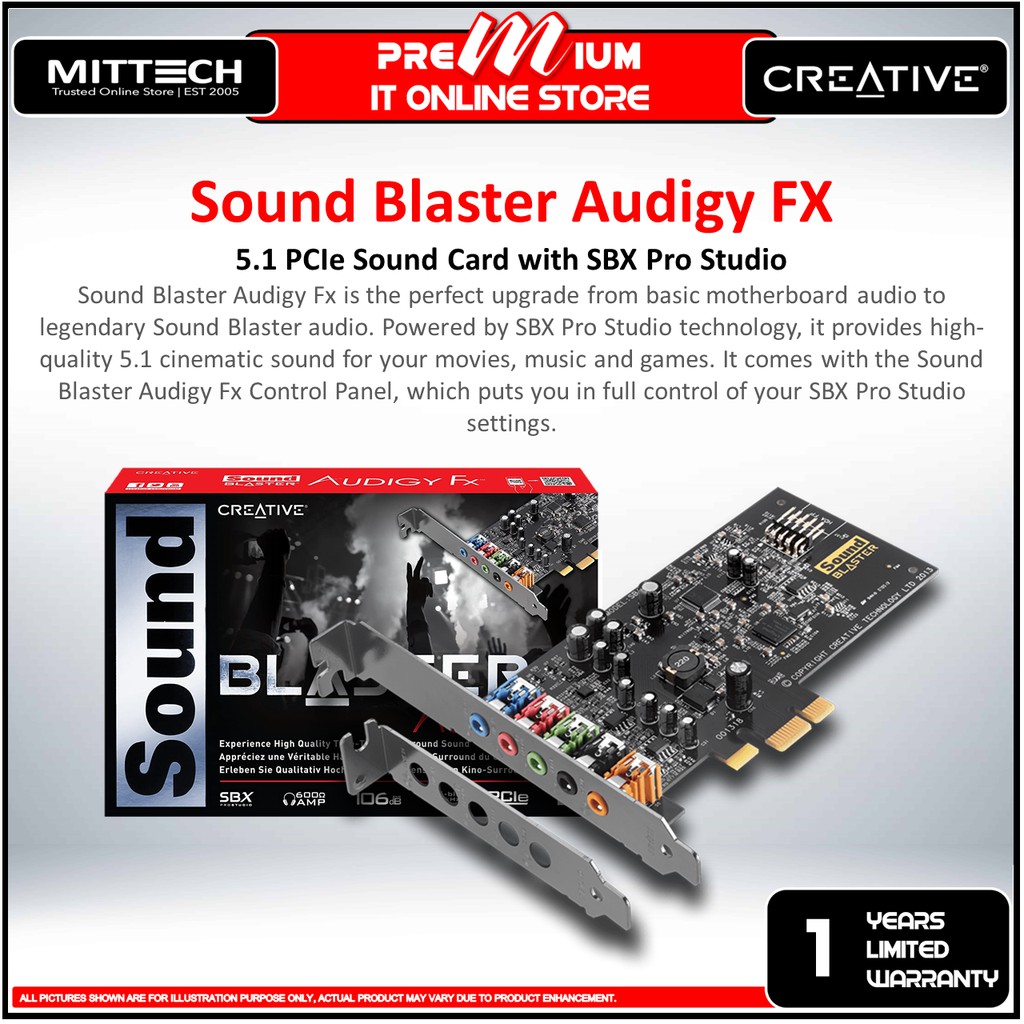 Creative Sound Blaster Audigy FX Sound Card | SB1570 | SBX Pro Studio ...