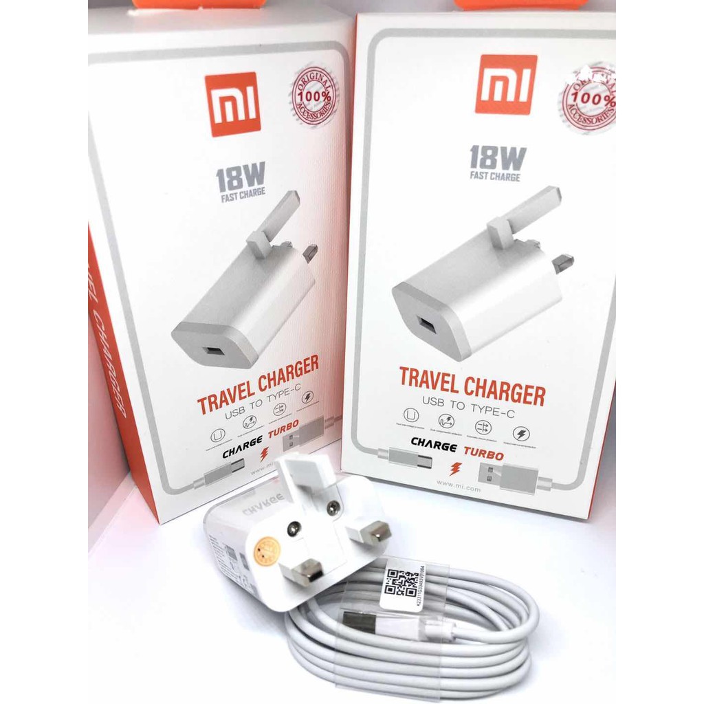 READY STOCK Mi 18w Charger Xiaomi Redmi Fast Charger With Micro/Type-C USB Cable Support Turbo Charge