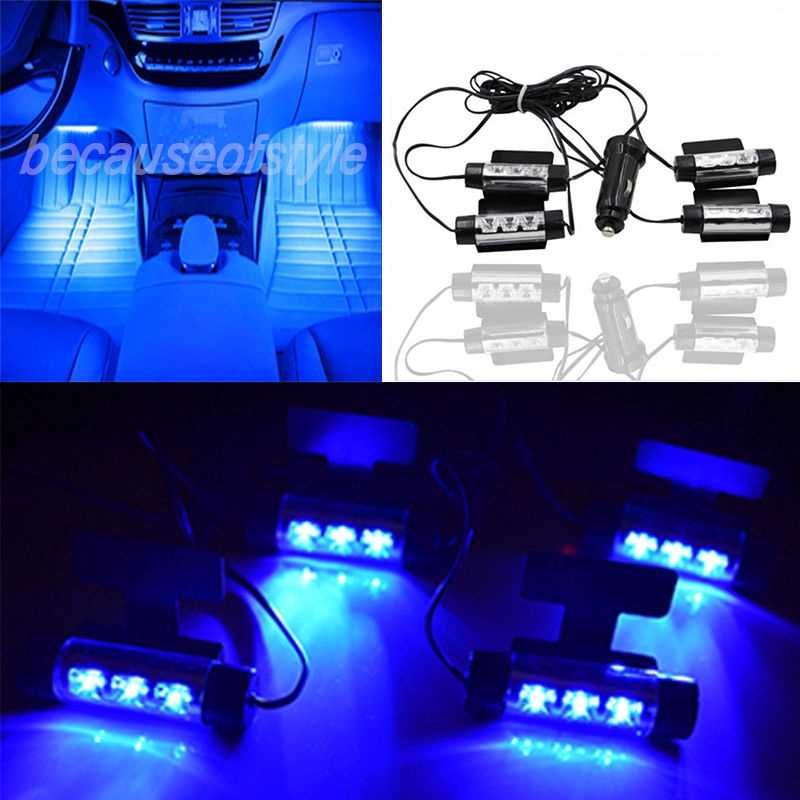 Car Led Interior Light Atmosphere Under Dash Floor Led Light Strip Blue