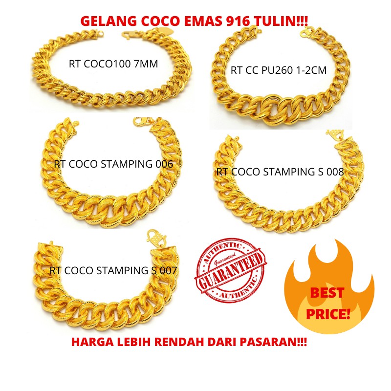 Gelang Emas Coco 916 Viral 100 Emas Tulen Harga Murah Dari Pasaran Shopee Malaysia