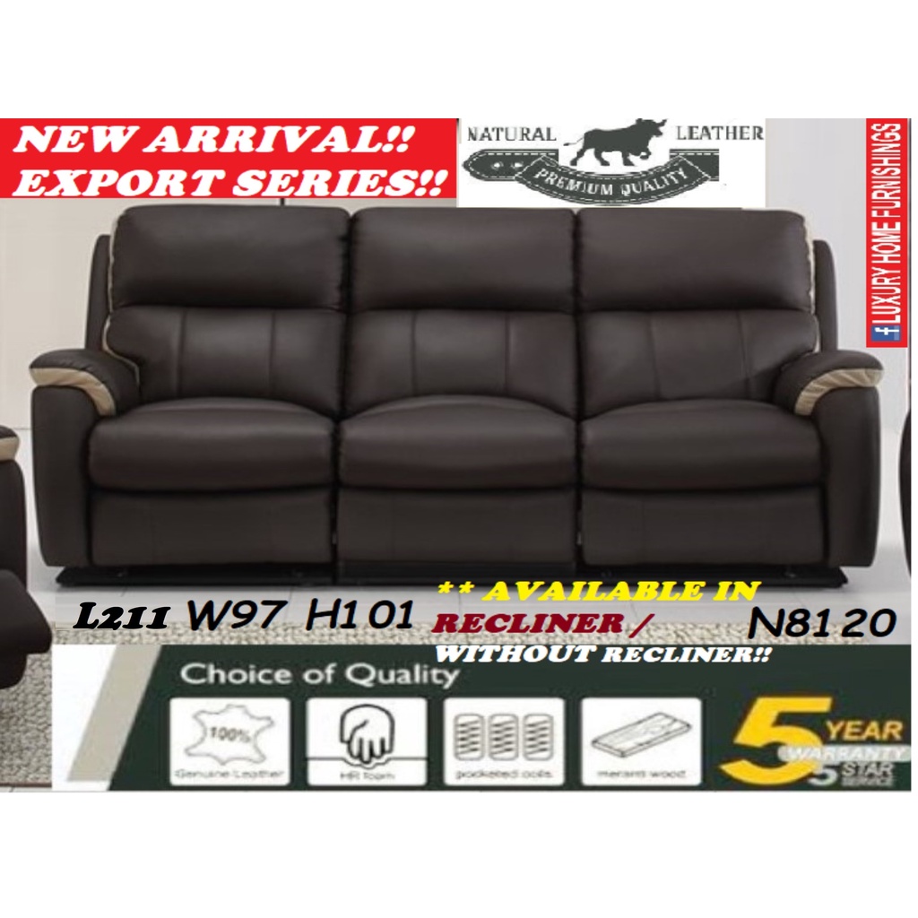 3 SEATER GENUINE Cow Leather SOFA SET !! ** 6 Models SAME PROMOTION!! Choose Your Preferred ONE, RM 4,649!!!! SAVE 30%!!