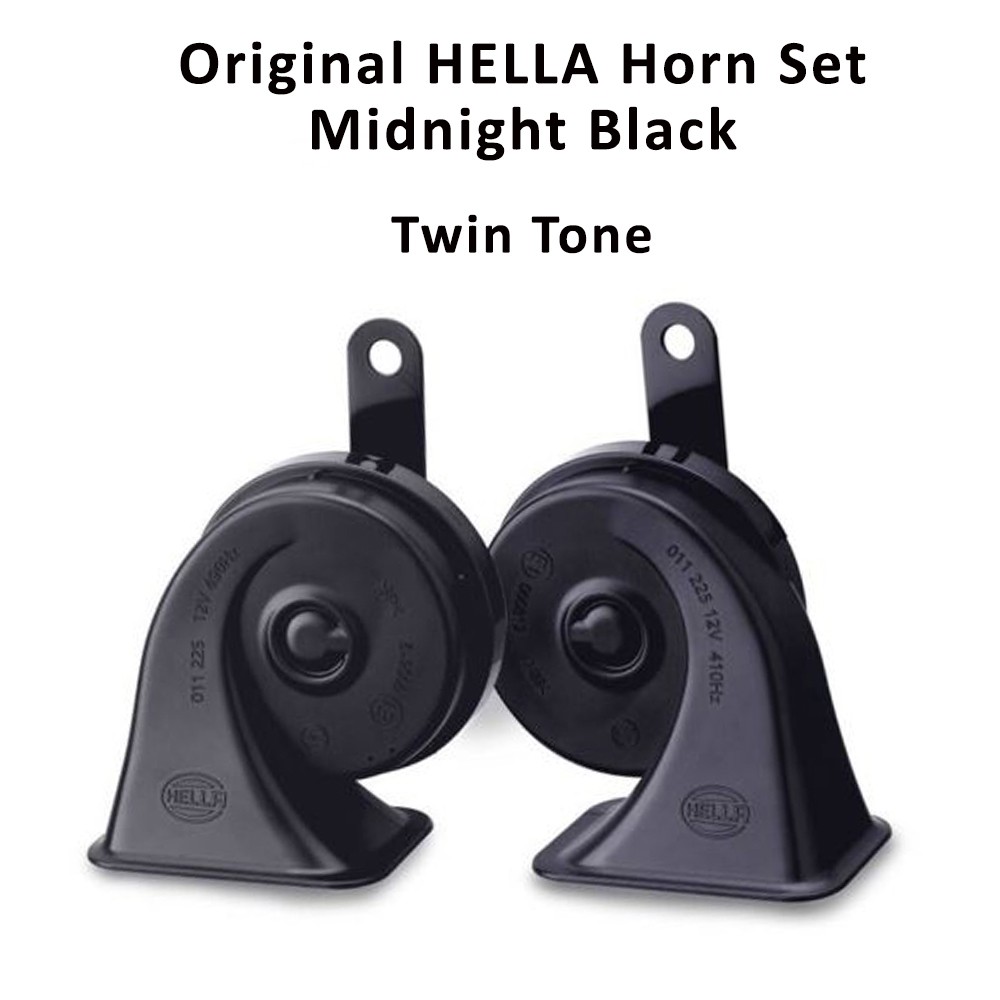 HELLA Midnight Black 12V  Car/Motor Horn Snail Horn Set Twin Tone Hon Kereta 100% ORIGINAL 110dB(A) Relay 车喇叭 2pcs/set